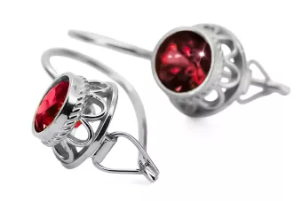 Sterling silver 925 Ruby Earrings Vintage Jewlery vec117s